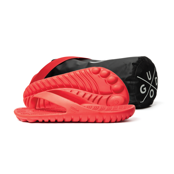 Fire Red Flip-Flops + Drybag by GUDO WORLD